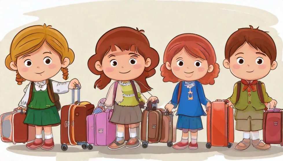Bambini pronti a partire per un viaggio